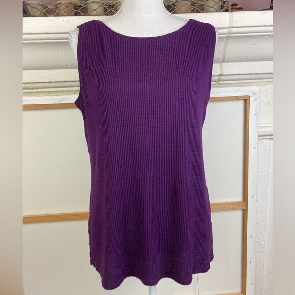 Chicos Purple soft Sleeveless waffle Knit Top NWOT oversized - Picture 1 of 7